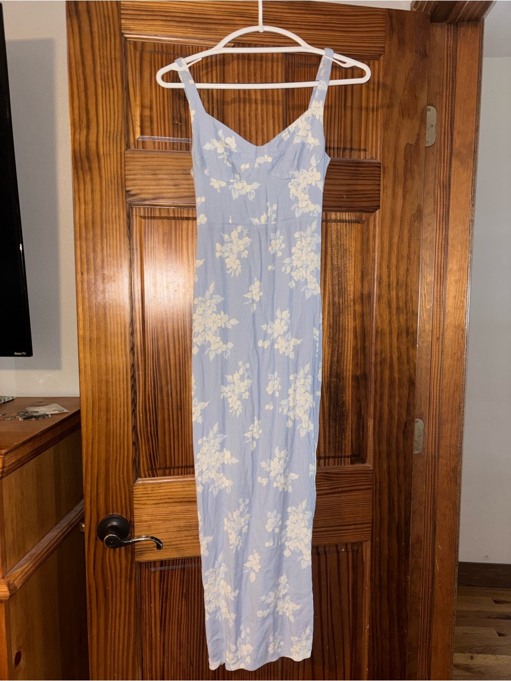 Reformation Reverie Pale Blue Floral Maxi Slip Dress - Picture 4 of 6